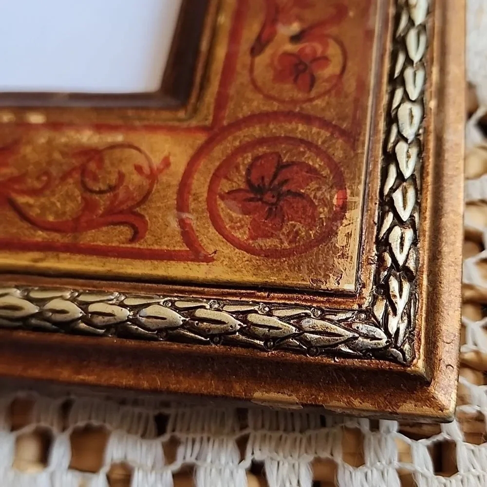 Distressed Weighted Gilded Floral Photo Frame